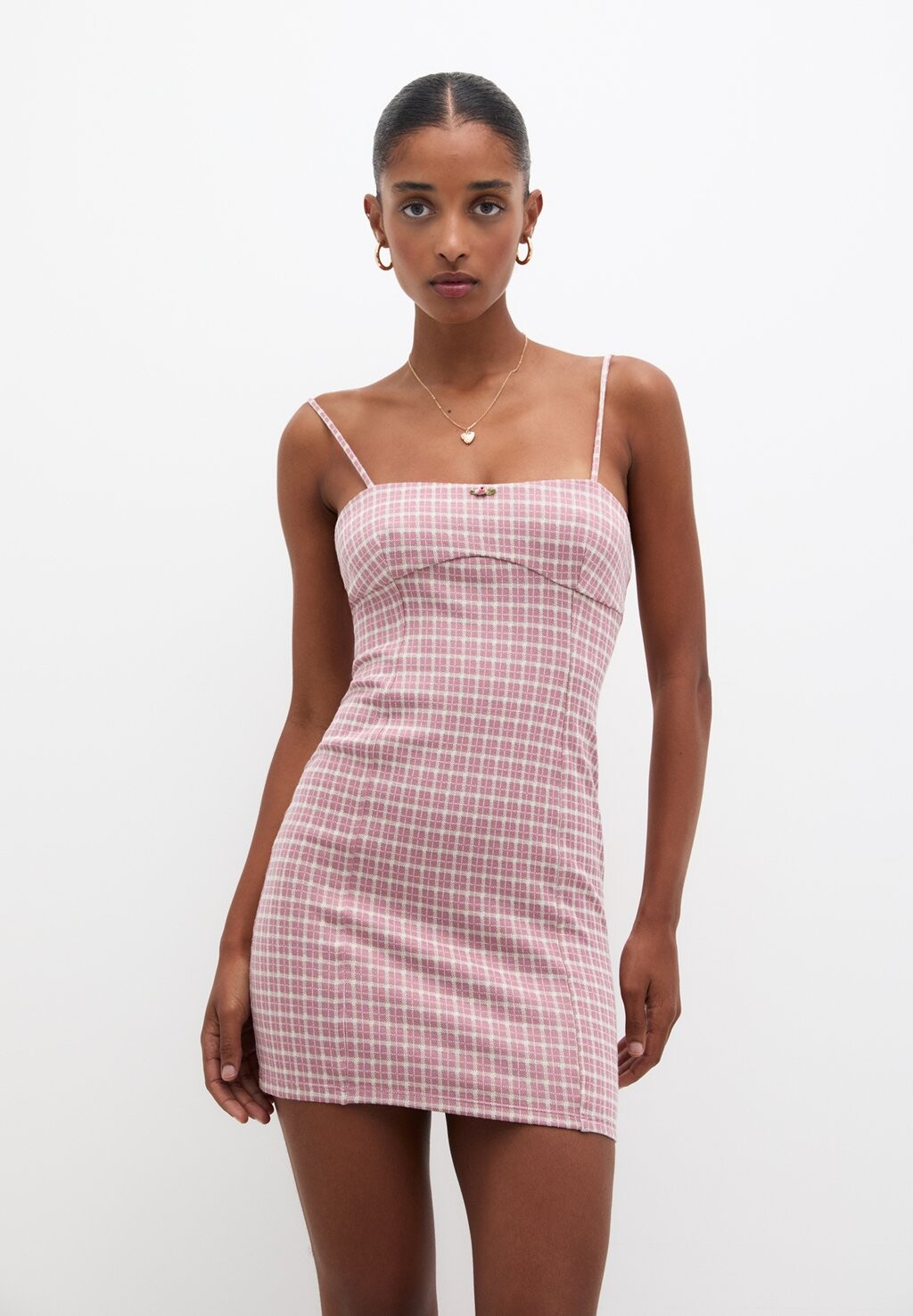 

Дневное платье SHORT CHECK PULL&BEAR, светло-розовый