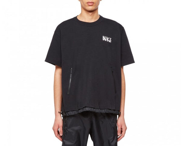Футболка x sacai logo t-shirt 'black white' Nike, черный — фото 2