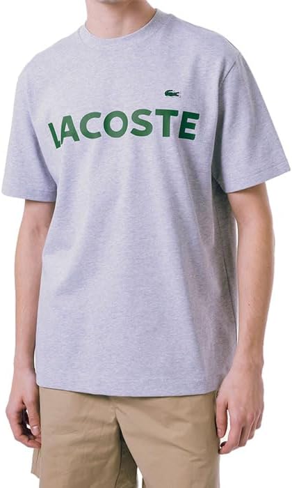 

Официальная мужская футболка с коротким рукавом и резиновым принтом LACOSTE Heavyweight с логотипом бренда, серый