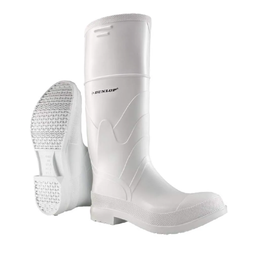 Резиновые сапоги DUNLOP White PVC с гладким носком для мужчин и женщин - ПВХ - рабочие и бетонные сапоги - мягкий носок - водонепроницаемые с высоким голенищем - устойчивые к химикатам и скольжению - белые - размеры 3-13 No Brand — фото 2