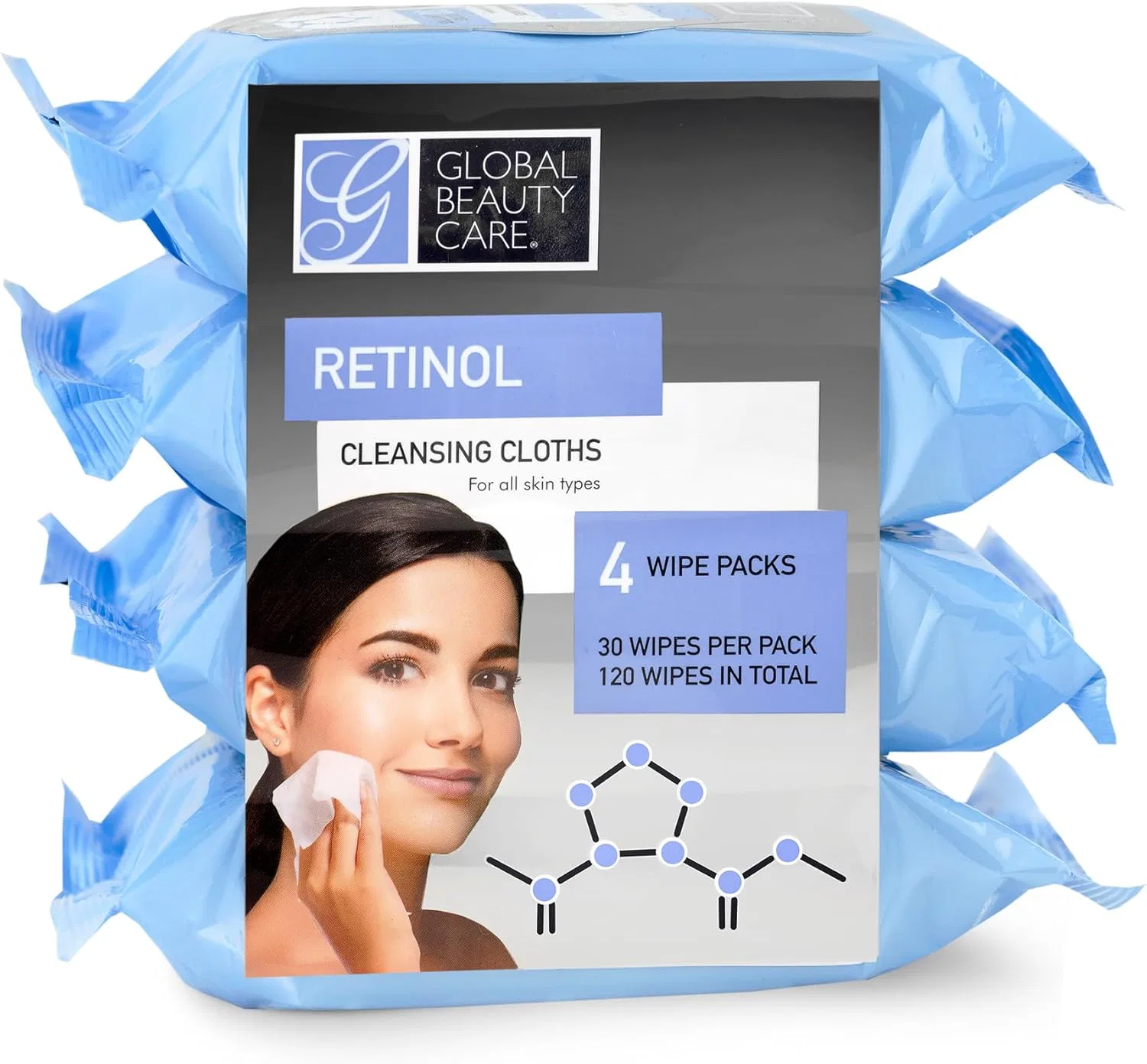 Средство для снятия макияжа Global Beauty Care — Салфетки для снятия макияжа с ретинолом , 4 упаковки по