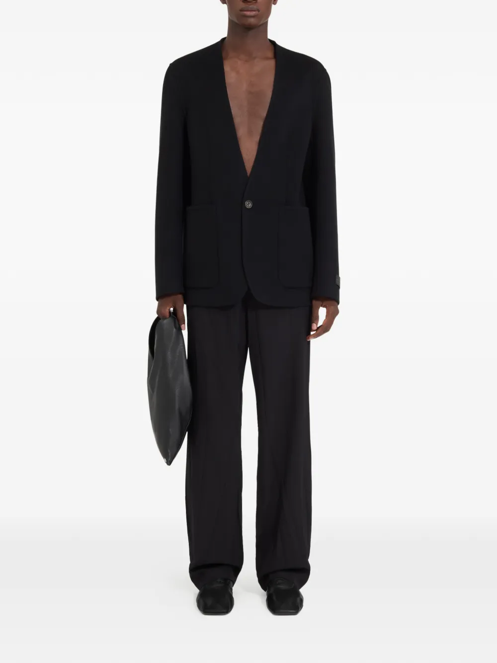 Однобортный пиджак из шерсти Mm6 Maison Margiela, черный — фото 2
