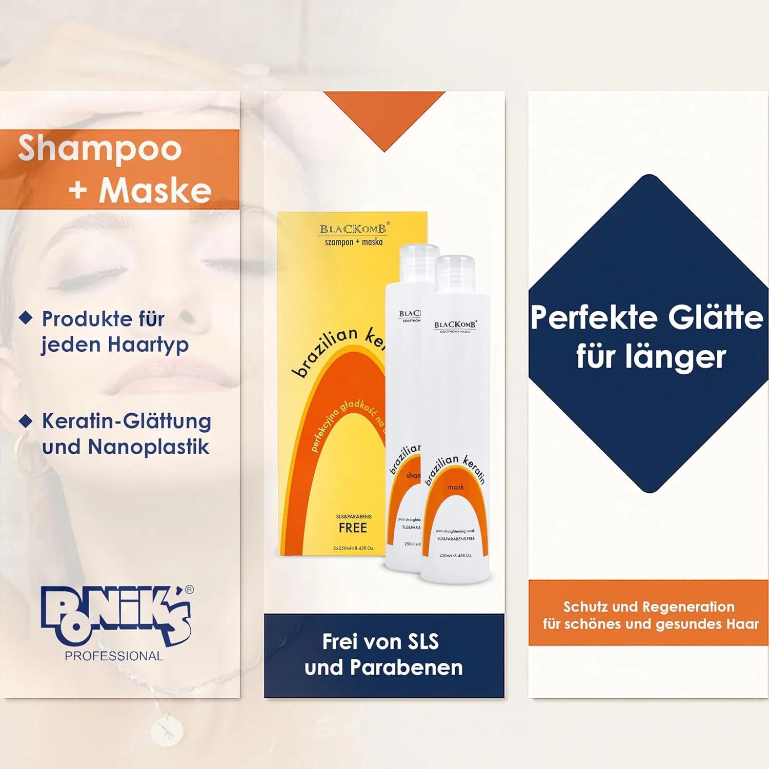 Набор для ухода за волосами после кератинового выпрямления от Keratin Set Blackomb, Shampoo + Hair Mask — фото 2
