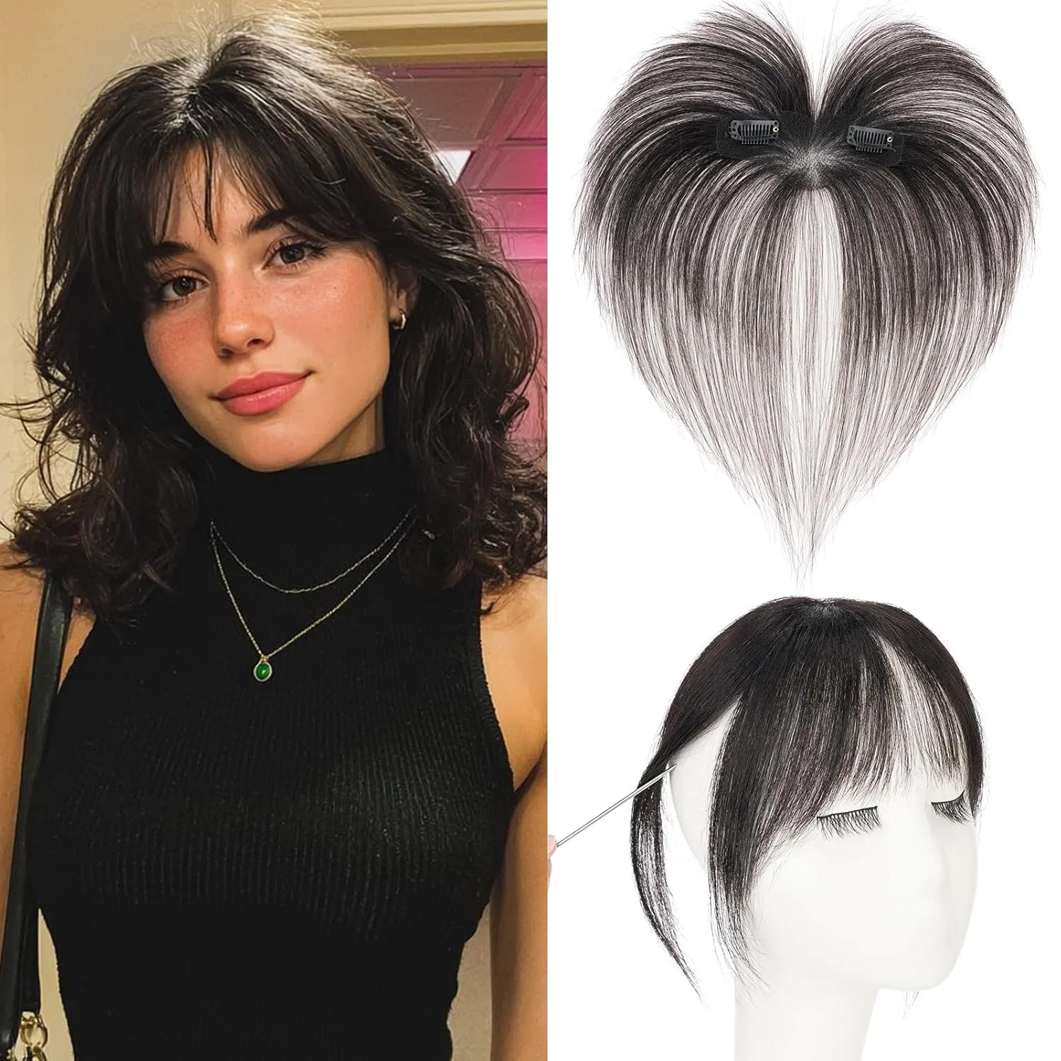 Накладная челка Rich Choices из натуральных волос, черная Rich Choices, #1B Black Wispy Bangs