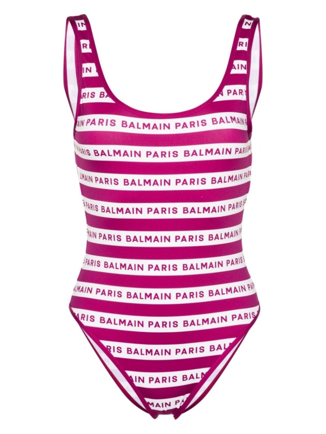 

Логотип-принт в полоску Купальник Balmain, фиолетовый