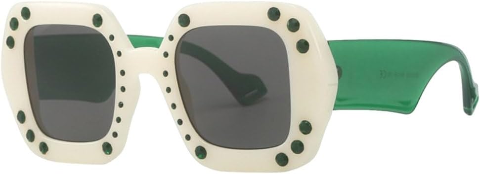 

Модные солнцезащитные очки класса люкс для женщин и мужчин, ретро-очки с бриллиантовой инкрустацией, мужские трендовые очки в крупной оправе для путешествий generic, C7 White Green Leg