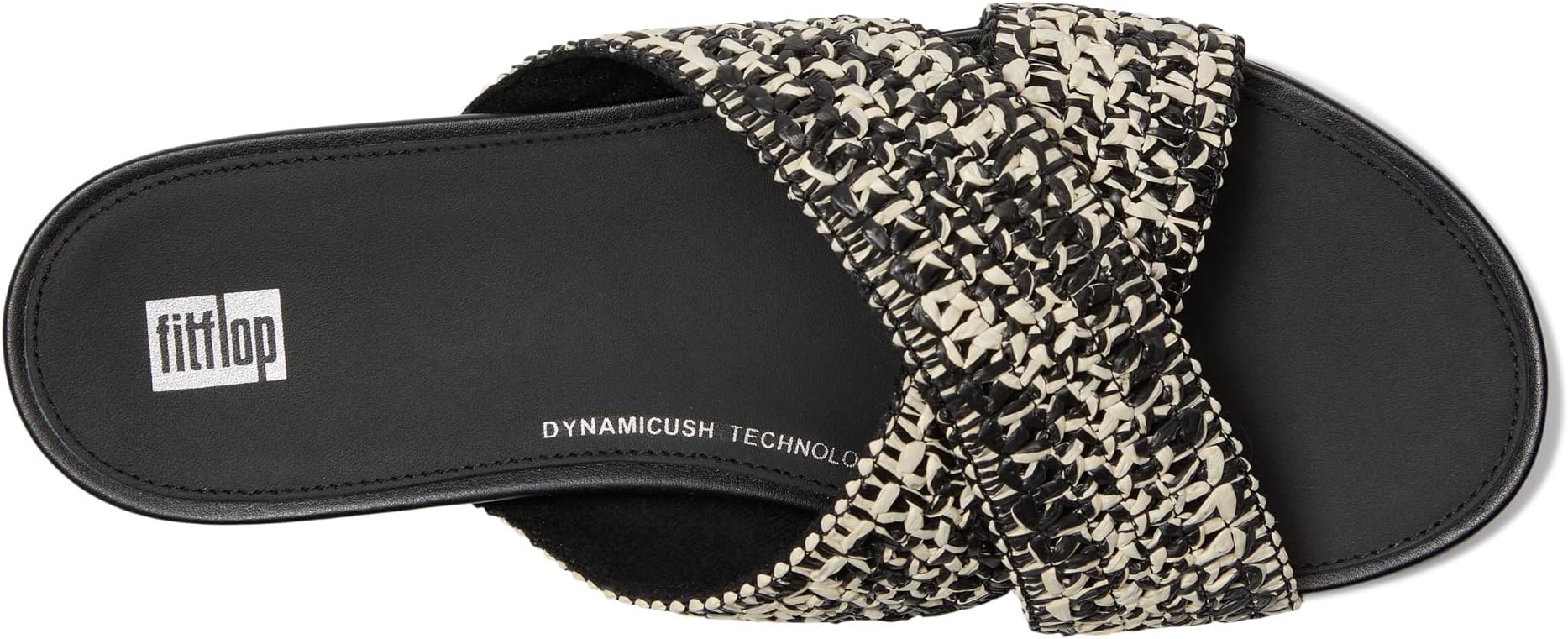 Сандалии FitFlop Gracie Woven Cross Slides, цвет Black/Ivory Mix — фото 2
