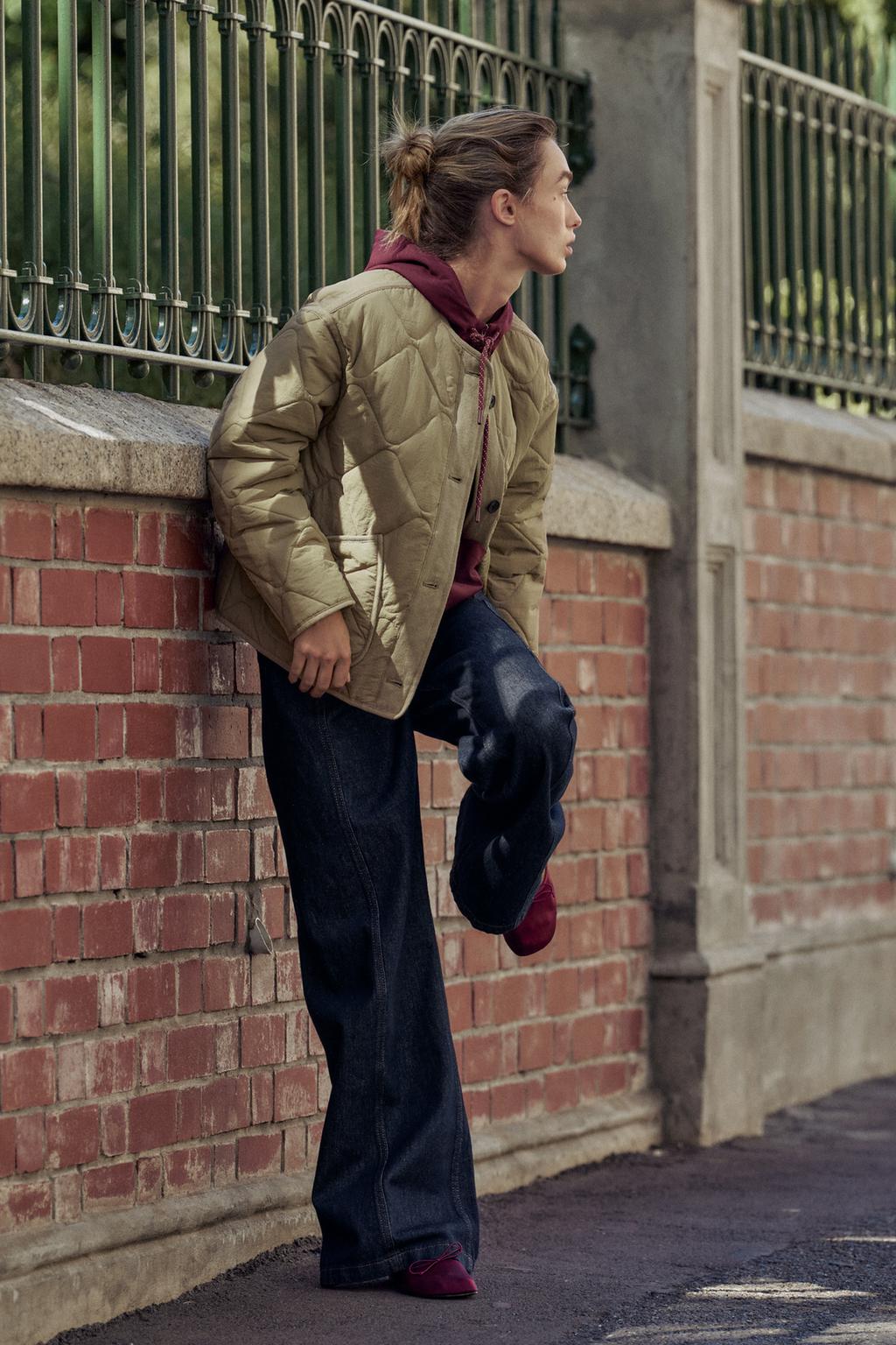 

Водоотталкивающая стеганая куртка ZARA, цвет Light camel