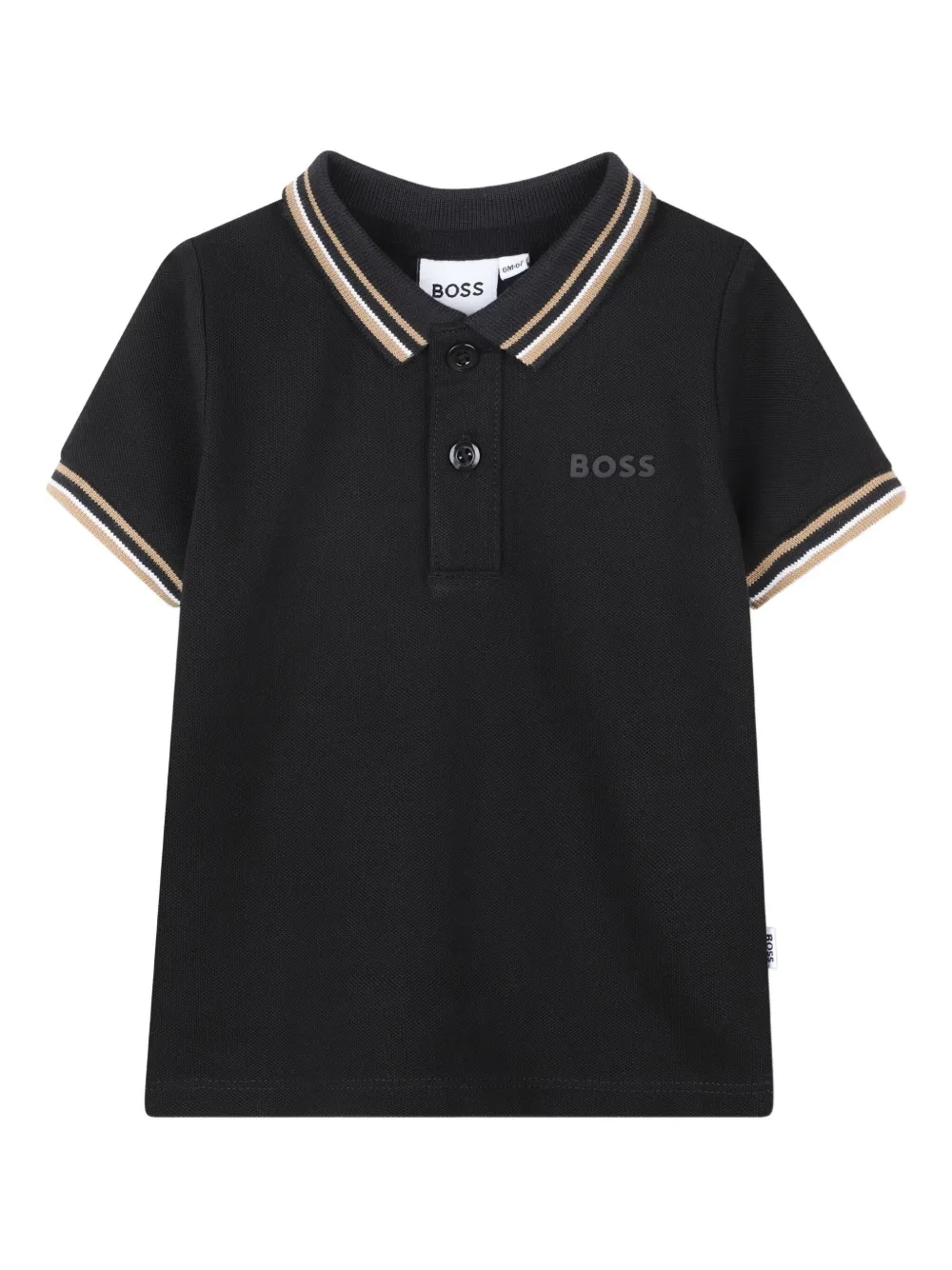 

Рубашка поло с воротником в полоску BOSS Kidswear, черный