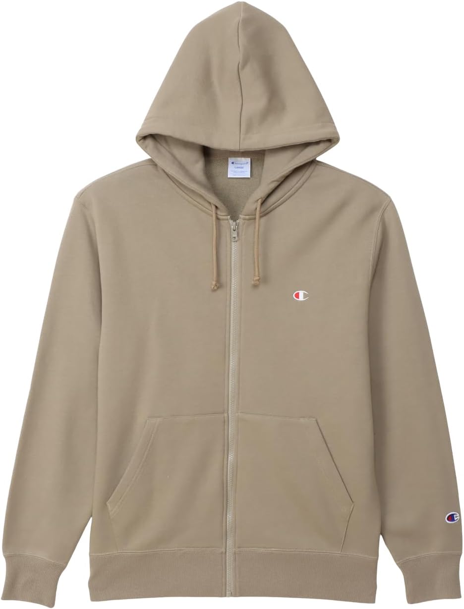 

Мужская толстовка Champion C3-W104Z с длинным рукавом, на флисовой подкладке, хлопок, произведено в США, вышивка логотипа One Point, толстовка на молнии с капюшоном, бежевый