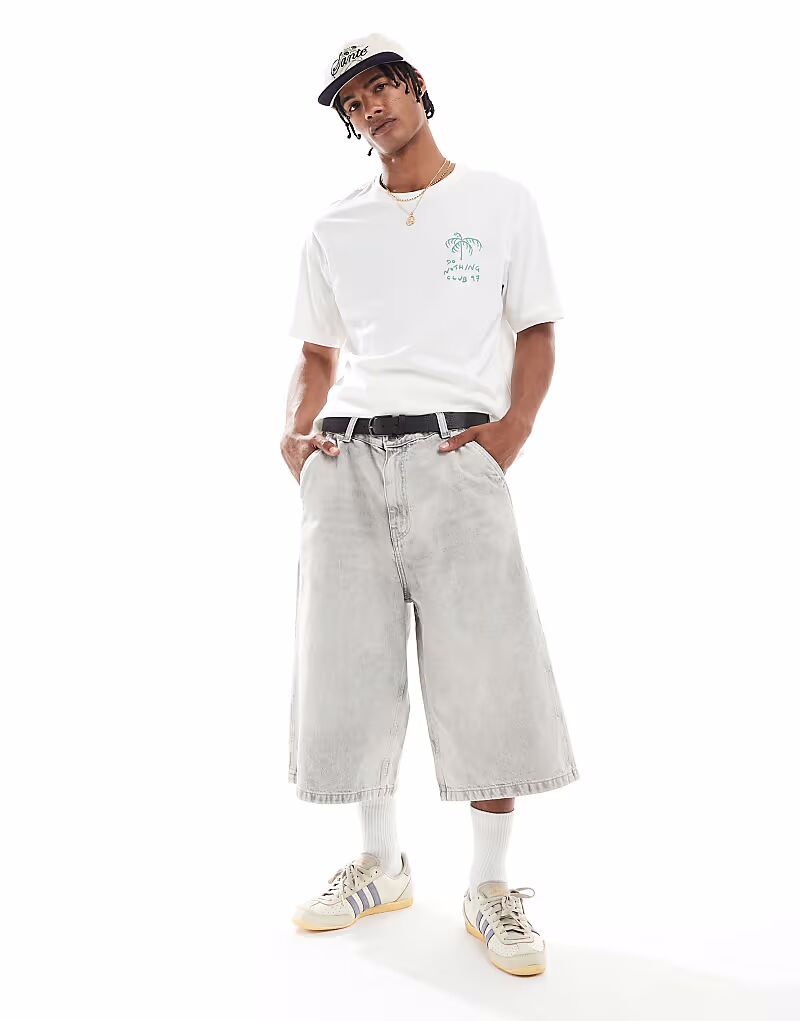 

Pull&Bear супер мешковатые джинсовые шорты серого цвета