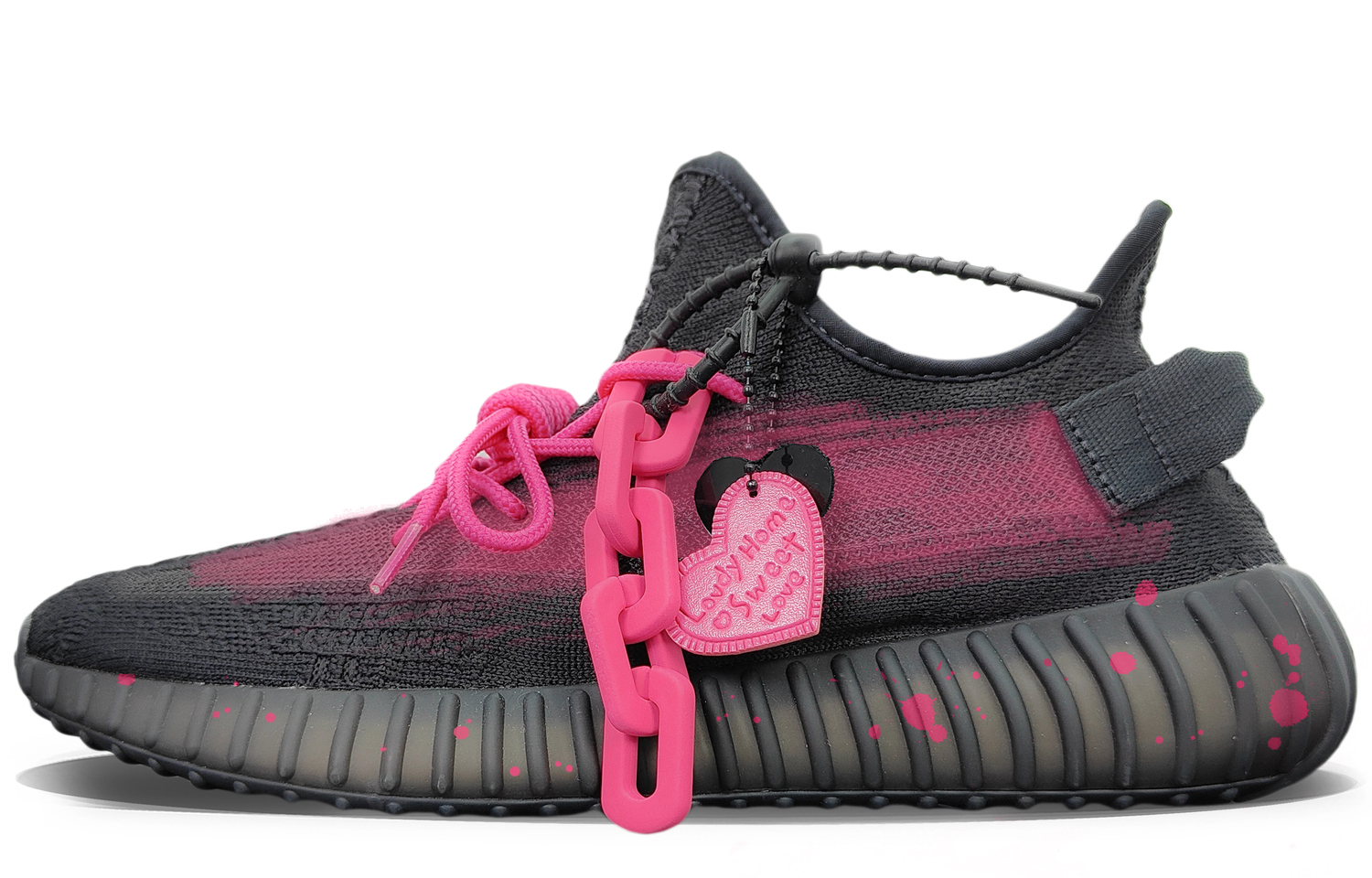 

Adidas Originals Изи Буст 350 В2 Коверидж дышащие влагостойкие низкие кеды унисекс черный розовый, цвет Black Pink
