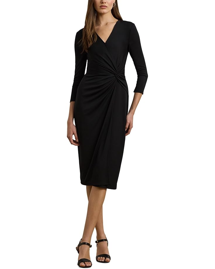 

Платье Lauren Ralph Lauren Twist-Front Jersey Surplice Dress, черный