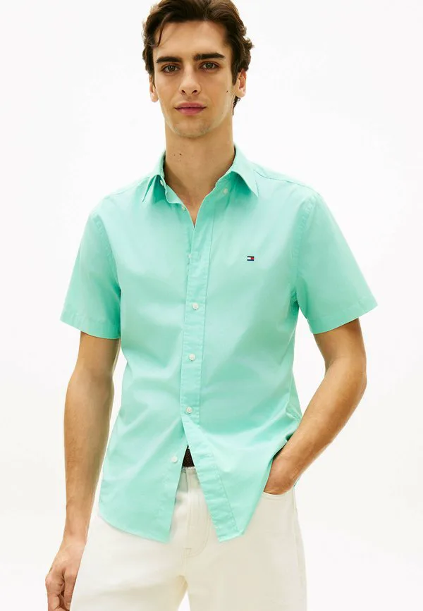 Рубашка с коротким рукавом из поплина, стандартного кроя, модель th flex. Tommy Hilfiger, Arctic Aqua