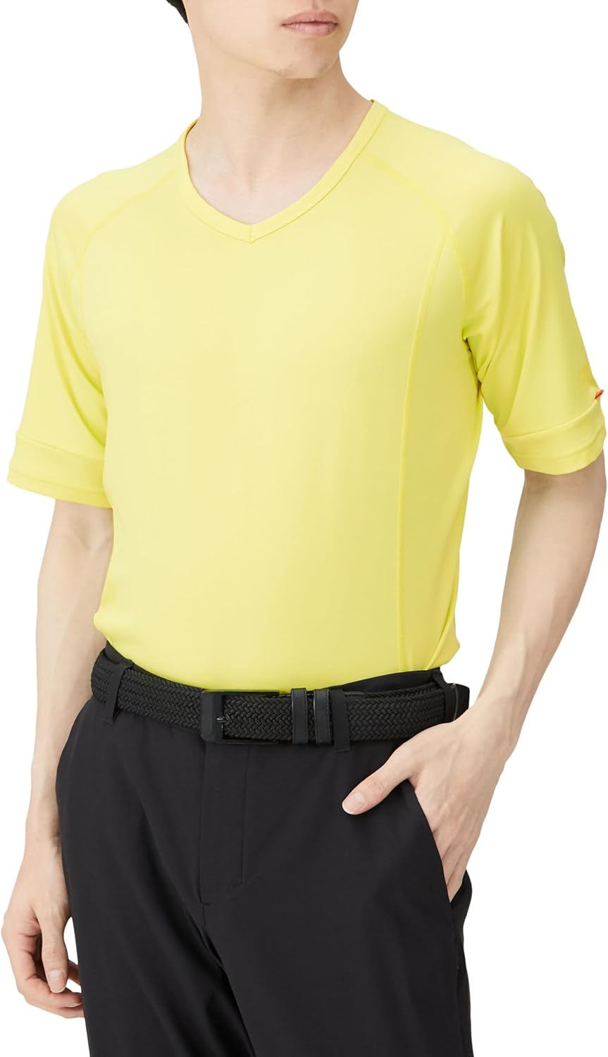 

Футболка с коротким рукавом и V-образным вырезом, мужская, модель Pin Apparel 621-4167213 (с внутренней подкладкой, обеспечивающей поддержку тела, Add.03/Boost) / для тренировок по гольфу Ping, желтый