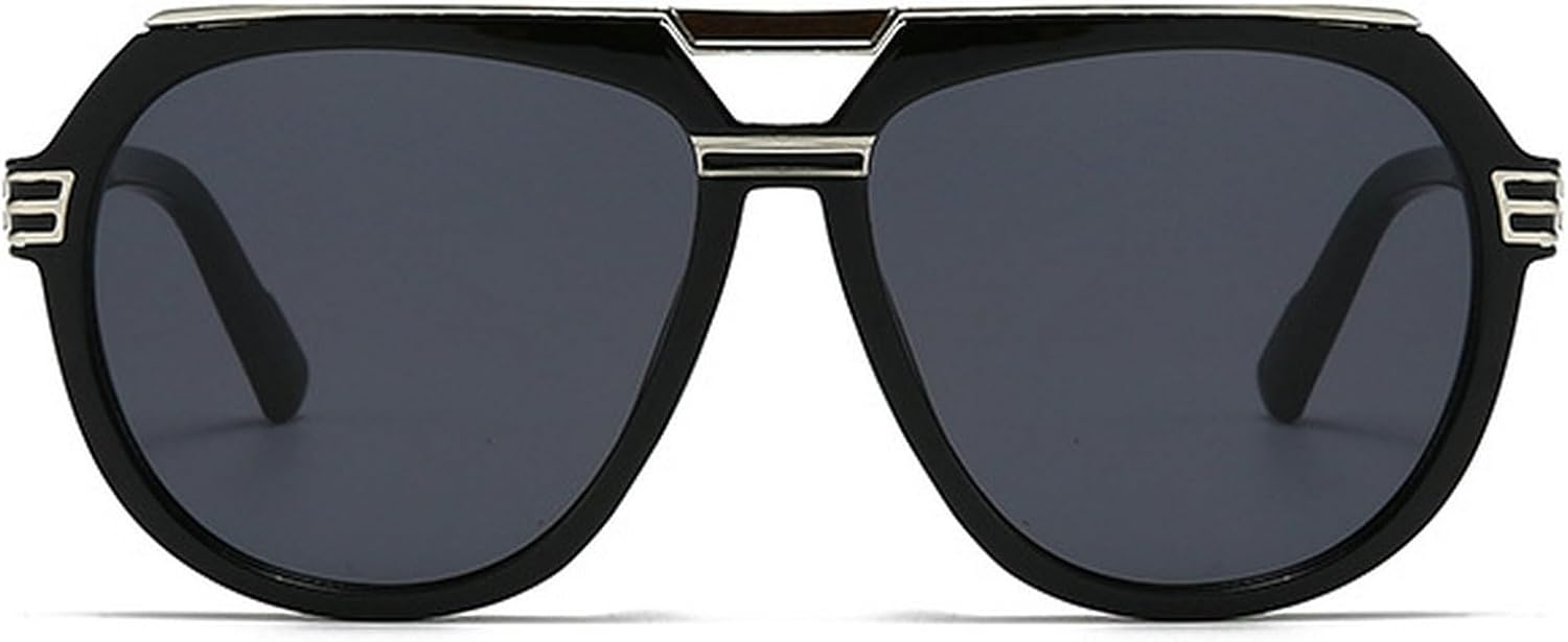 

Роскошные женские солнцезащитные очки-пилот, мужские ретро-очки-пилот, модные солнцезащитные очки с градиентным металлическим двойным острием, унисекс mincl, Silver Black