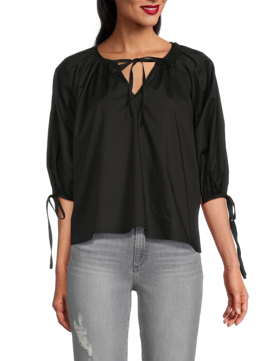 

Топ из поплина с рукавами три четверти Renee C., черный