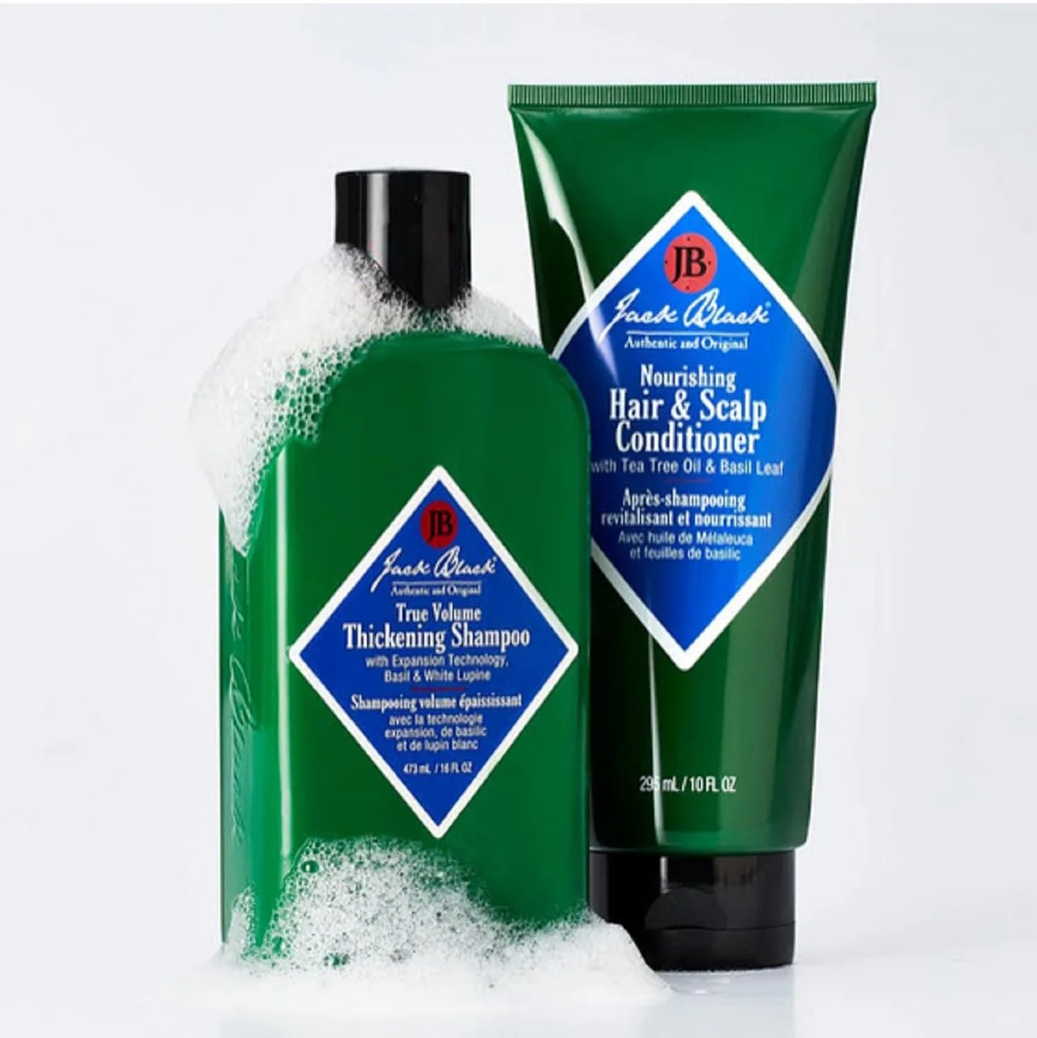 Шампунь Jack Black True Volume Thickening Shampoo - технология расширения, базилик и белый люпин - средства для придания объема волосам для мужчин и женщин, безсульфатный шампунь для волос. Шампунь 473 мл с кондиционером 296 мл — фото 2
