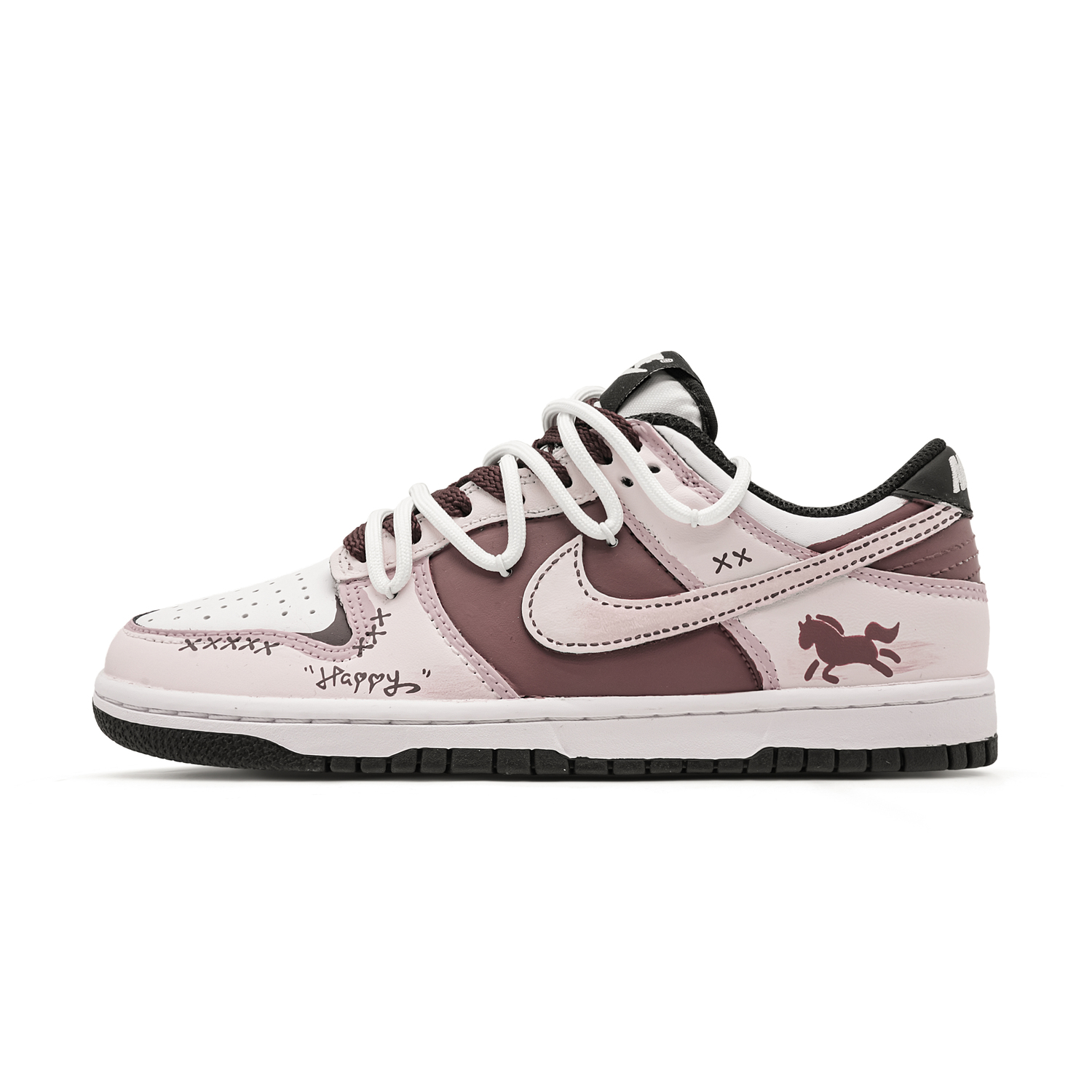 

Nike Dunk Pink Brown Companion Relic Leather Slip Resistant Lightweight Cushioning Low top Kids' Skateboarding Shoes