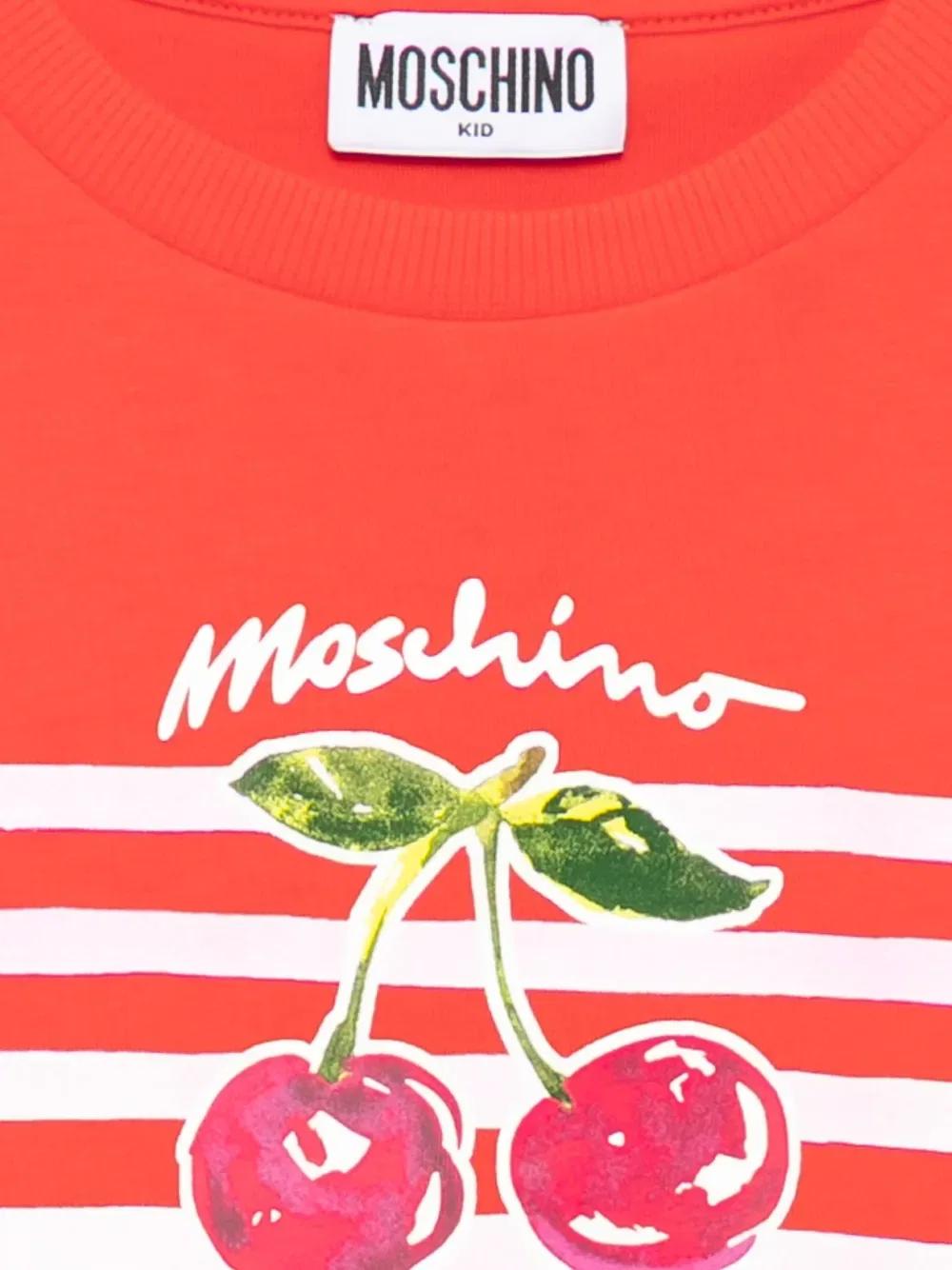 Футболка с вишневым принтом Moschino Kids, красный — фото 3