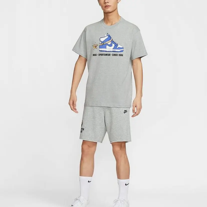 Футболки спортивные мужские light gray Nike, светло-серый — фото 3