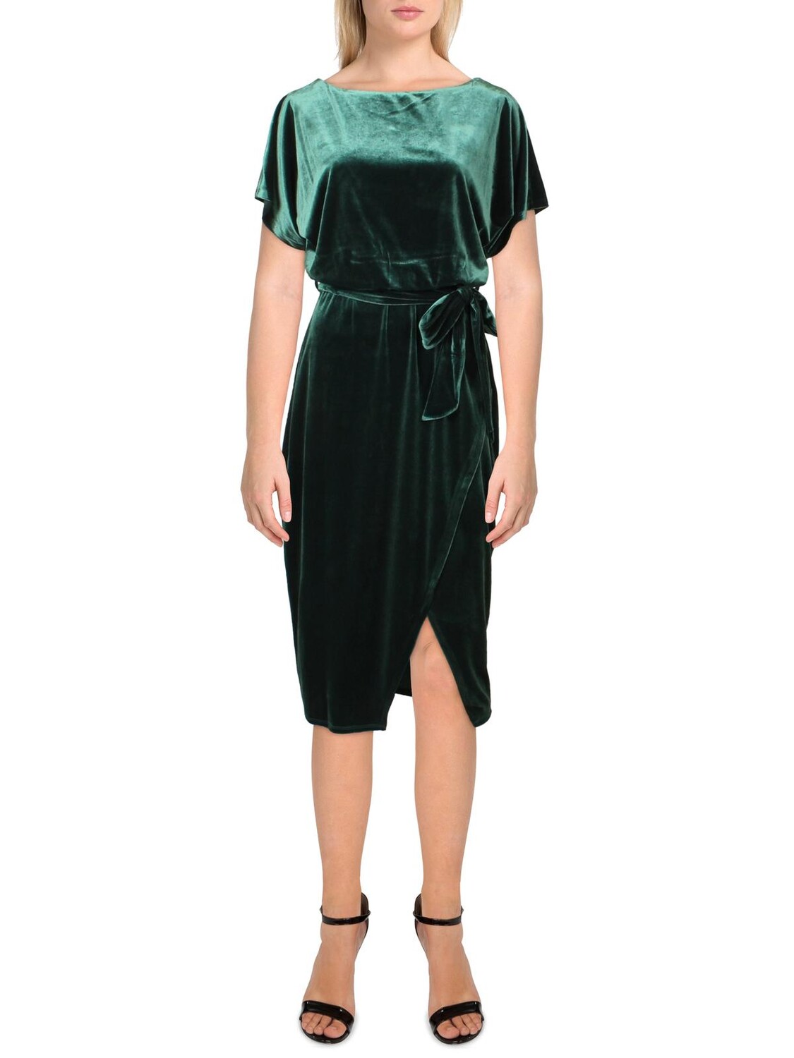 

Женское бархатное платье миди с вырезом лодочкой Kensie Dresses, изумруд