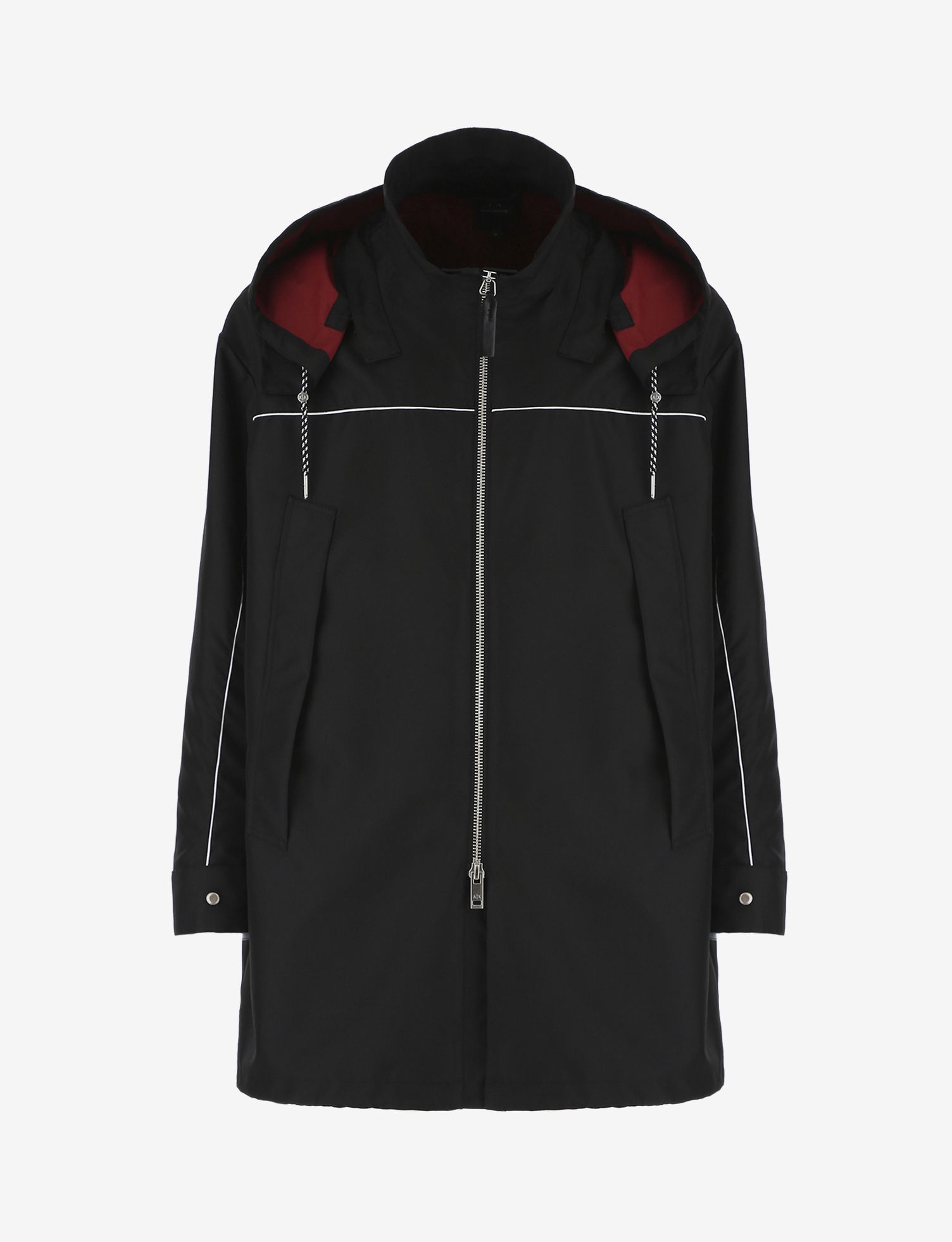 

Элегантный двусторонний тренч с капюшоном черного цвета Armani Exchange