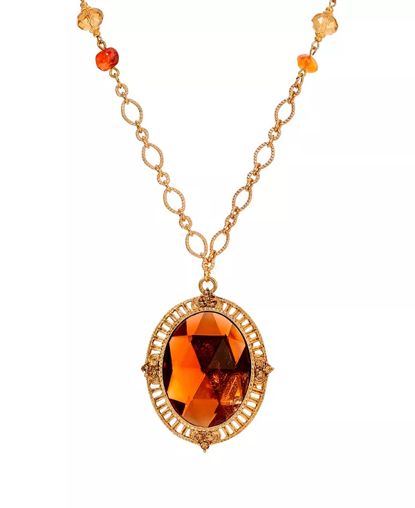 

Ожерелье с овальным акриловым топазом 2028, brown