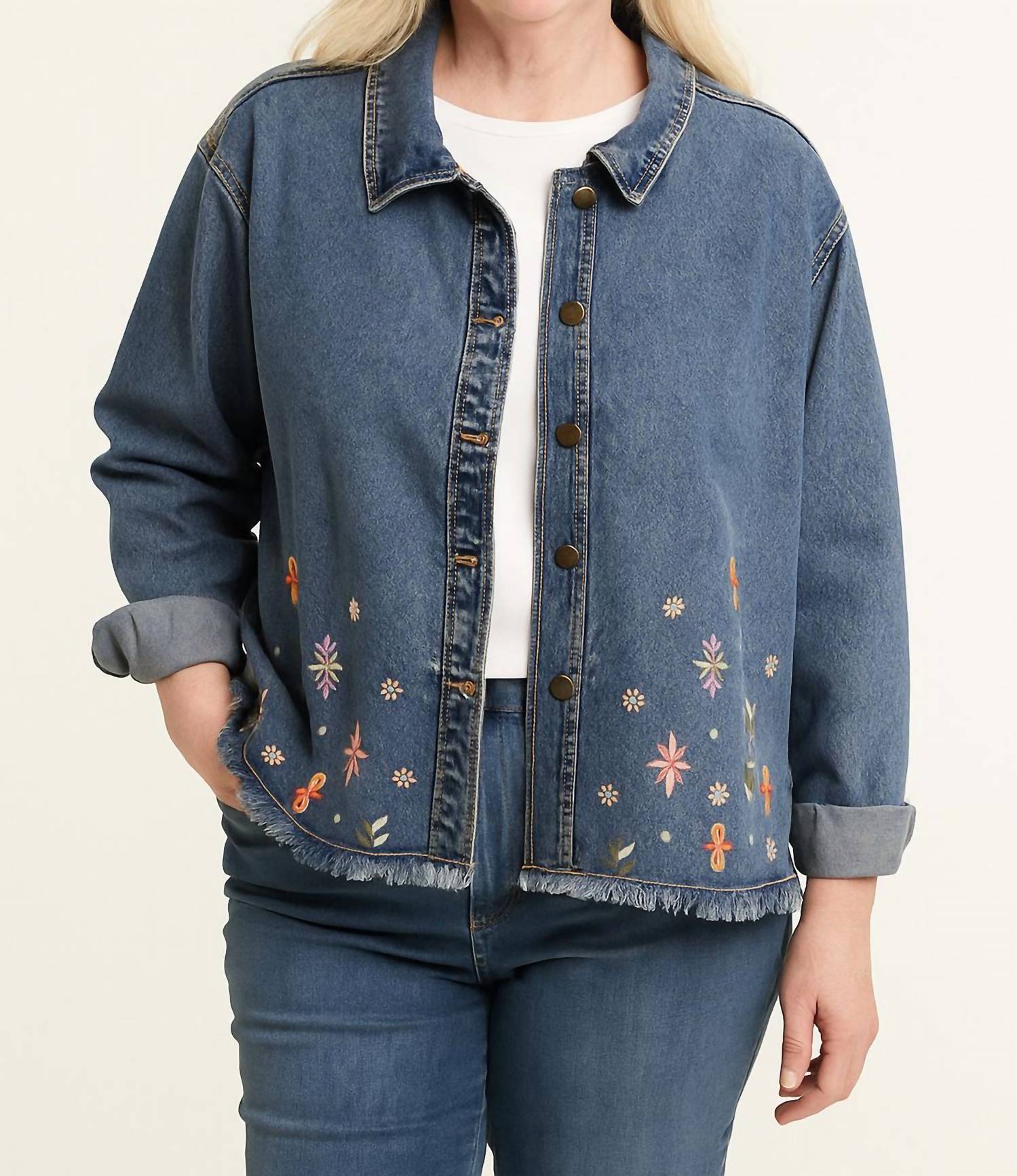 

Keren Hart Джинсовая куртка с вышивкой Bloom, синяя