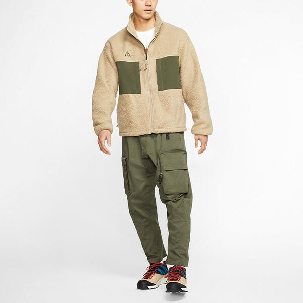 Куртка acg sports stay warm contrasting colors pocket stand collar fleece jacket yellowbrown Nike, коричневый — фото 3