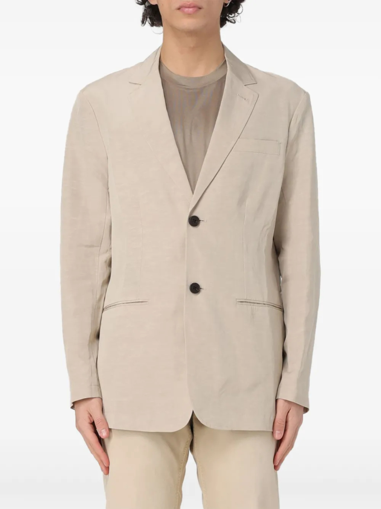 

Блейзер Emporio Armani с текстурой slub, нейтральный