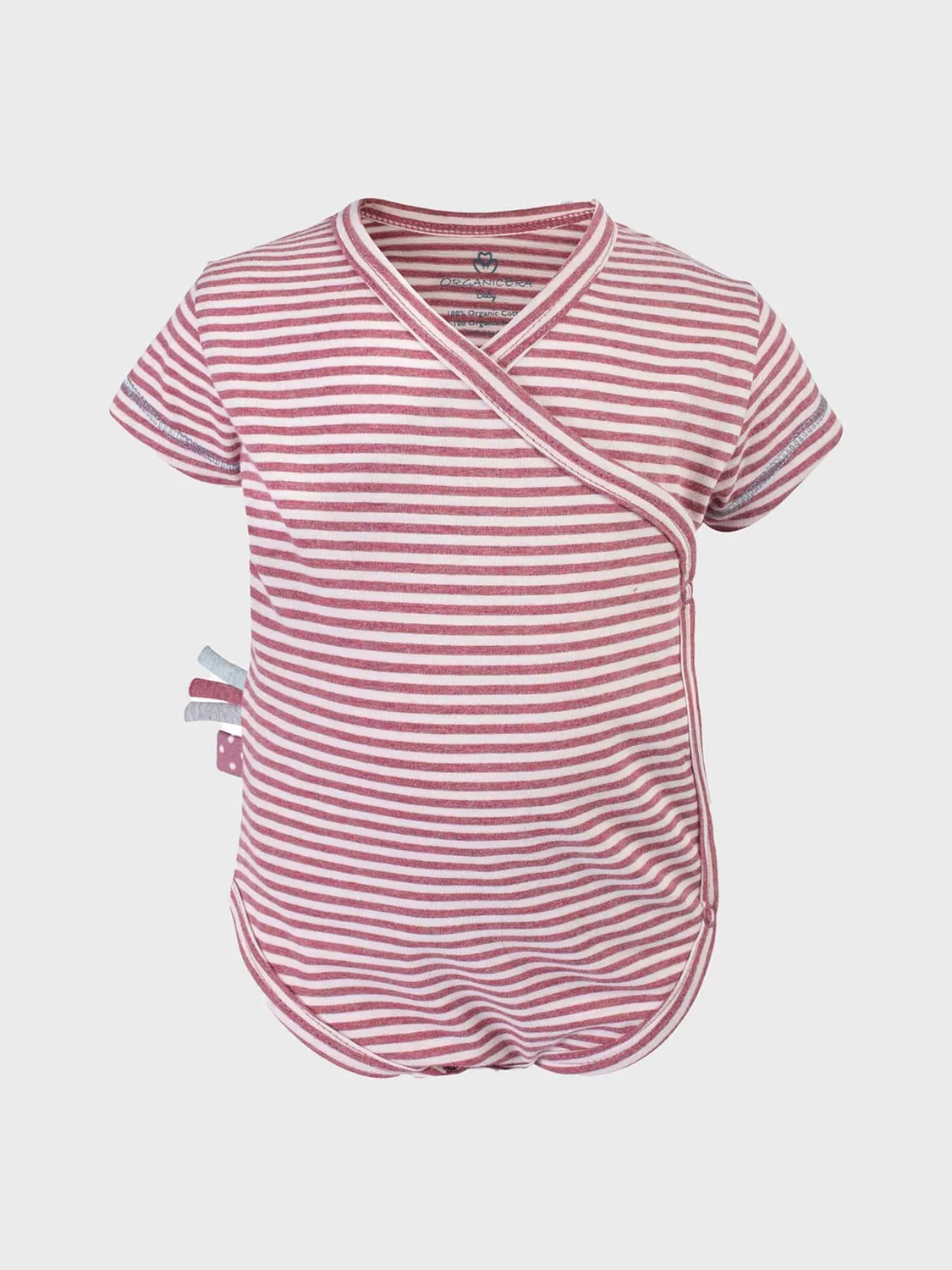 Комбинезон/боди 'OrganicEra Organic Baby S/S Kimono Body, Striped' Organicera, Bordeaux