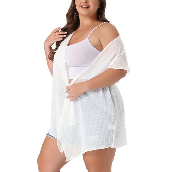

Женский кардиган plus size с расклешенными рукавами и принтом swiss dots Agnes Orinda