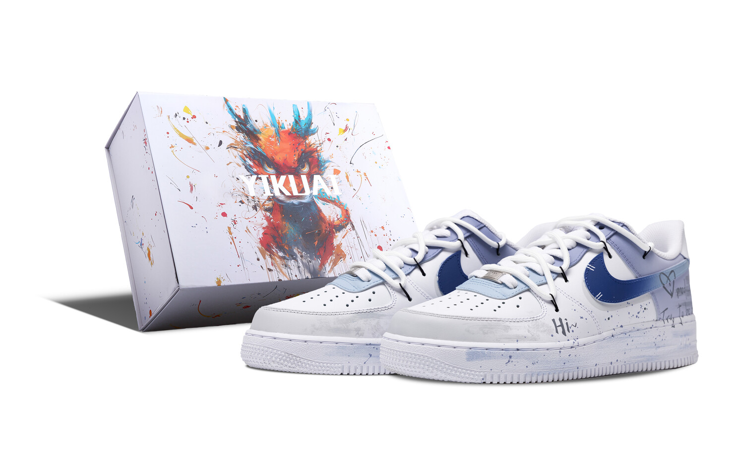 

Кроссовки Nike Air Force 1 Skateboarding Shoes Women's Low-top Purple/white/gray, синий