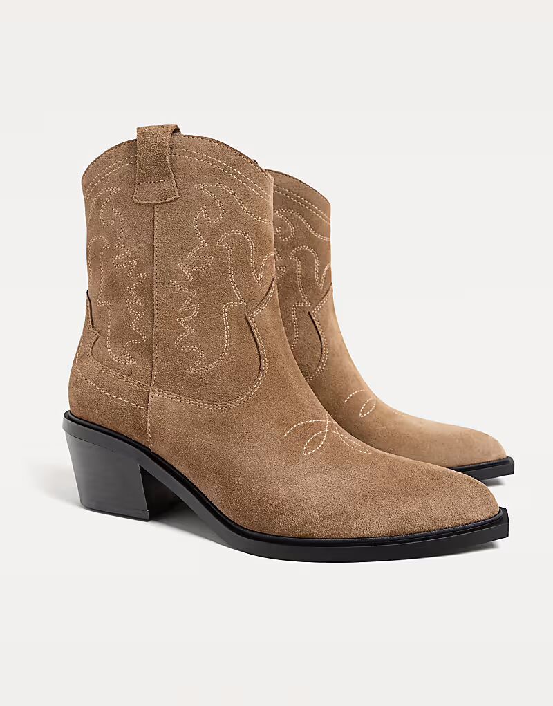 Ботильоны Stradivarius из ковбойской кожи бежевого цвета
