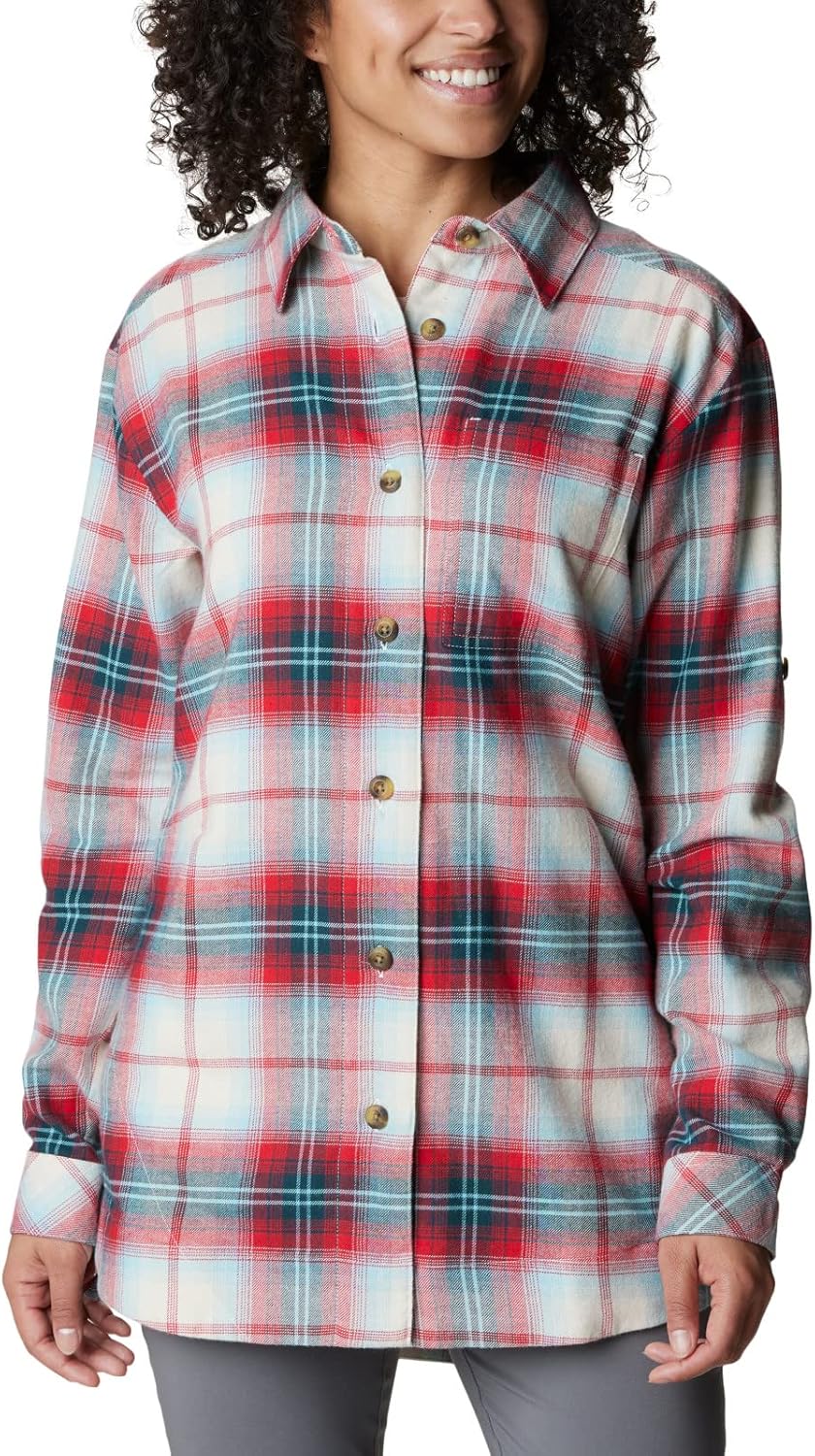 

Columbia Womens Holly Hideaway Фланелевая рубашкаButton Down, Red Lily Ombre Tartan