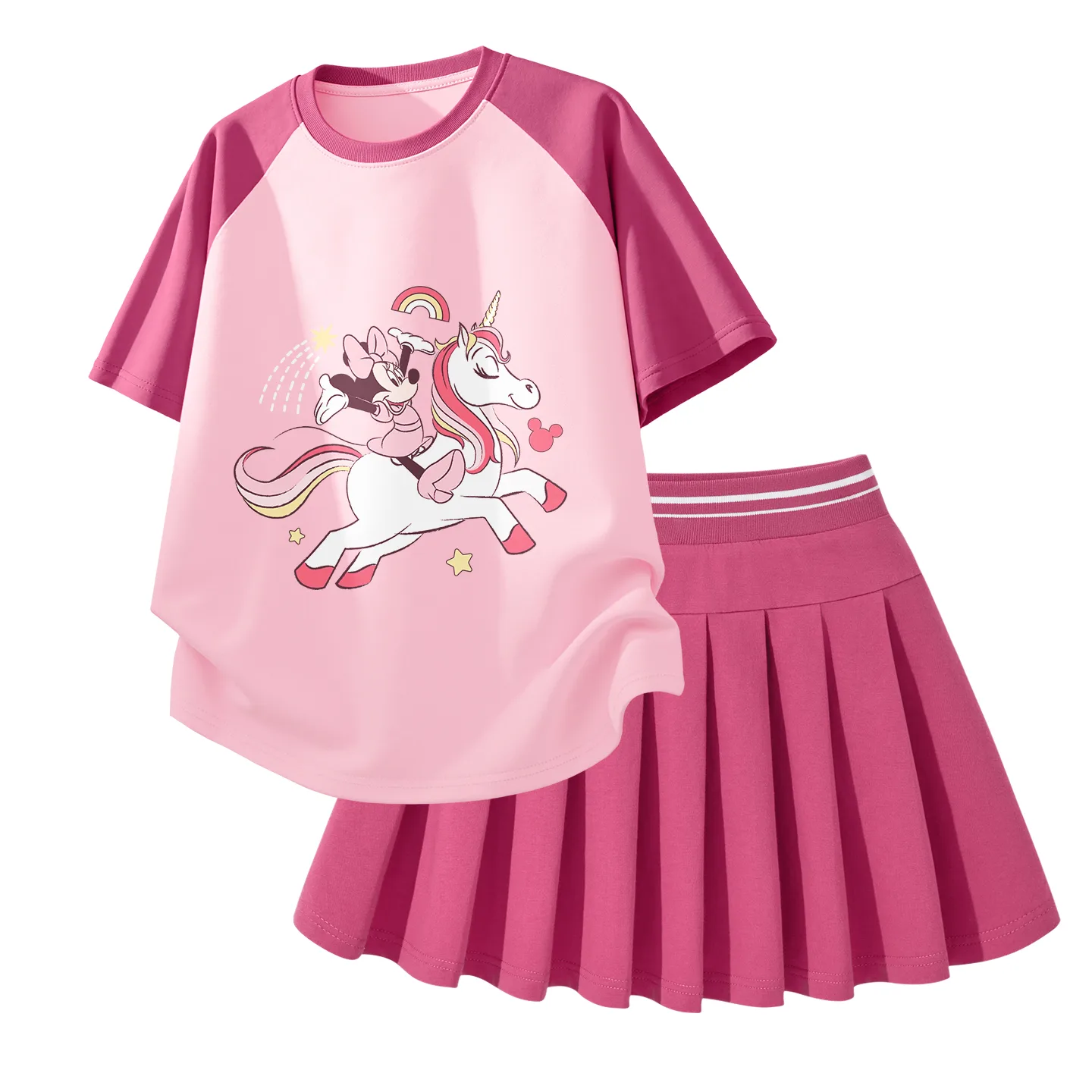 Детский комплект юбка Disney, DiFei Horseberry Pink+Solid Color Rose Red