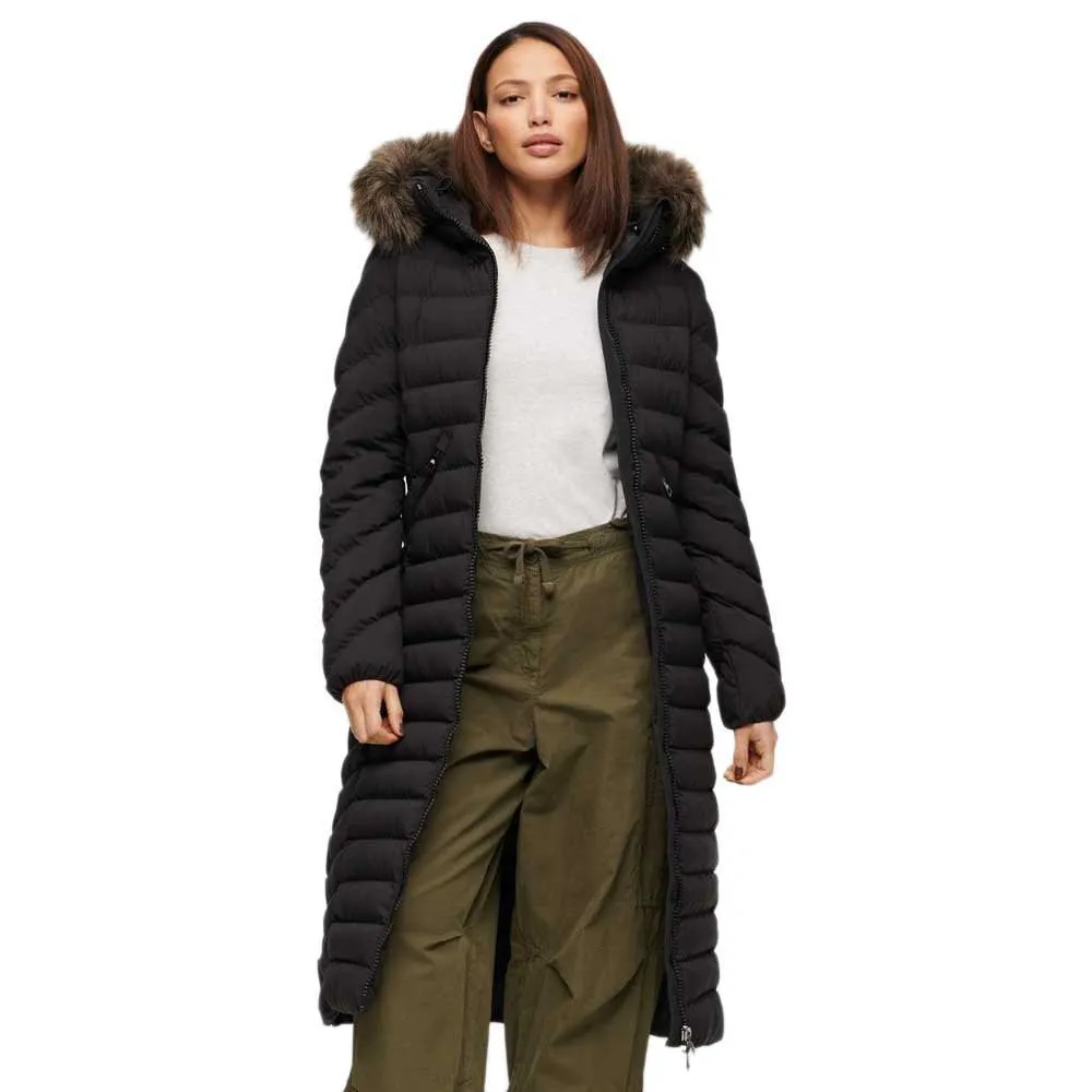 

Куртка Superdry Fuji Faux Fur Longline, черный
