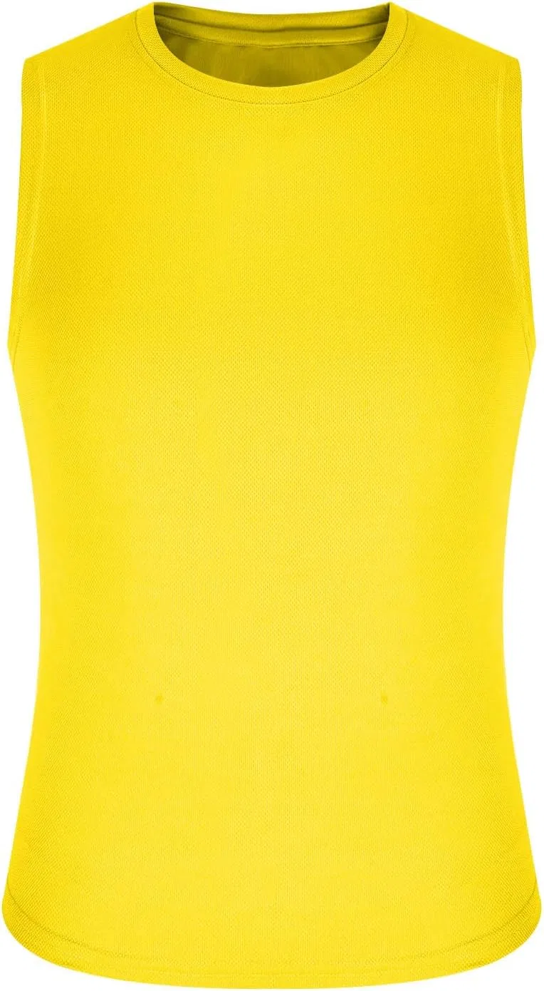 Мужской топ-майка без рукавов для фитнеса, желтый — фото 4