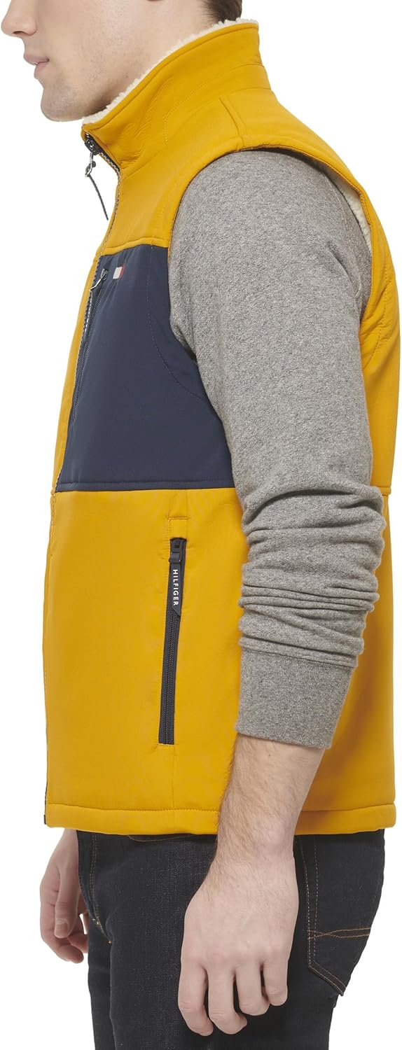 Мужской жилет Tommy Hilfiger с подкладкой из шерпы, Yellow Navy Multi — фото 3