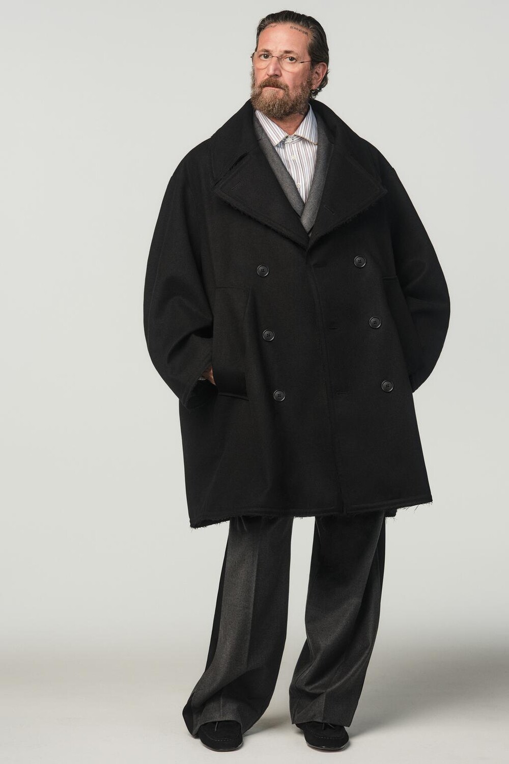 

Пальто из шерсти oversize fit x Stefano Pilati ZARA, черный