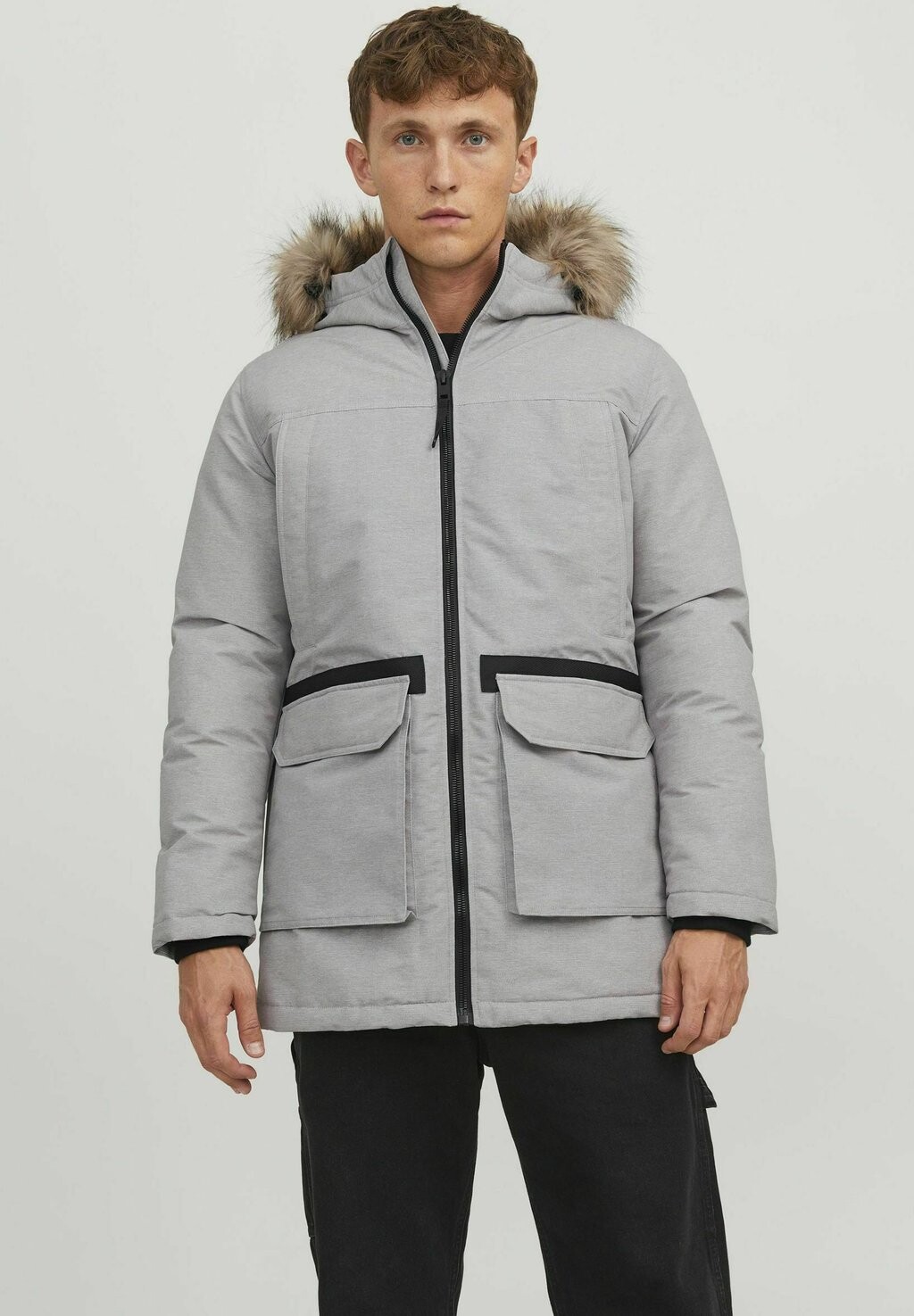 

Зимнее пальто JJEWING Jack & Jones, светло-серый меланж