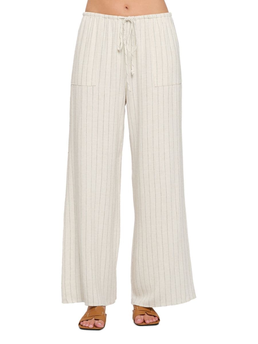 

Широкие брюки из льняной смеси в полоску Renee C., цвет Linen