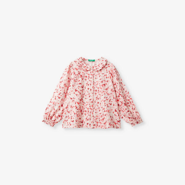 

Рубашка с длинными рукавами и узором «Сердечки» 18 месяцев - 6 лет Benetton, мультиколор