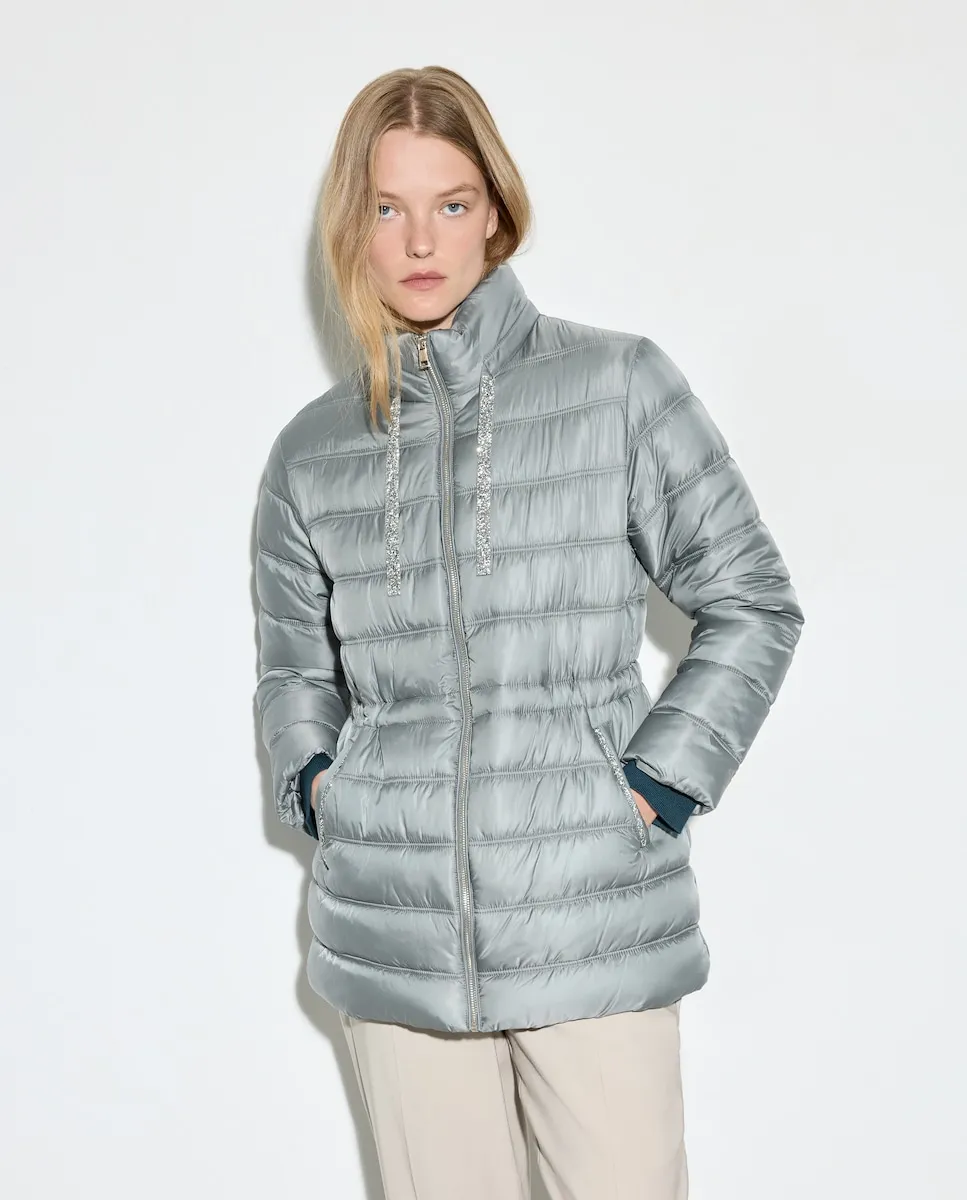 

Женская однотонная парка с ювелирными деталями Woman El Corte Inglés, нежно-голубой