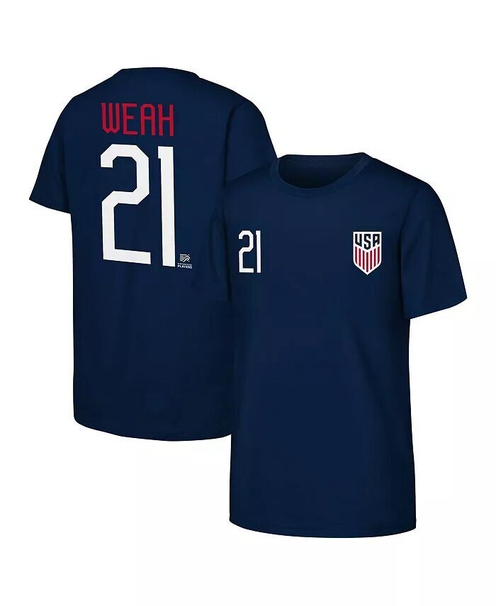 

Мужская темно-синяя футболка Timothy Weah USMNT с именем и номером Outerstuff, синий