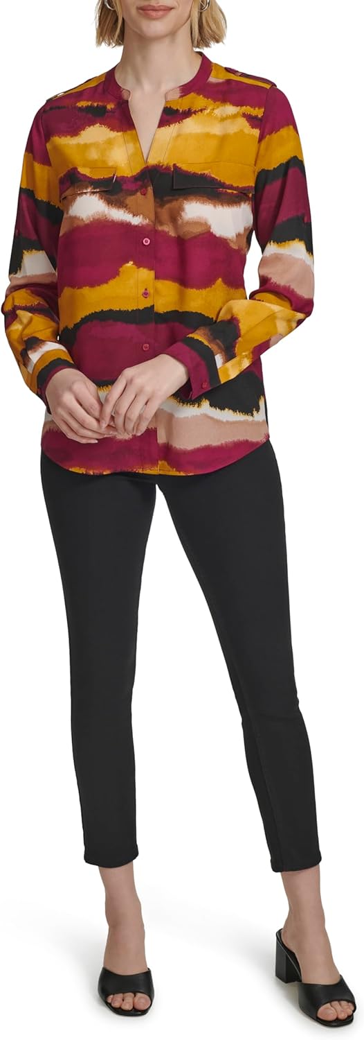 

Женская блузка Calvin Klein с отворотом, Ochre Multi