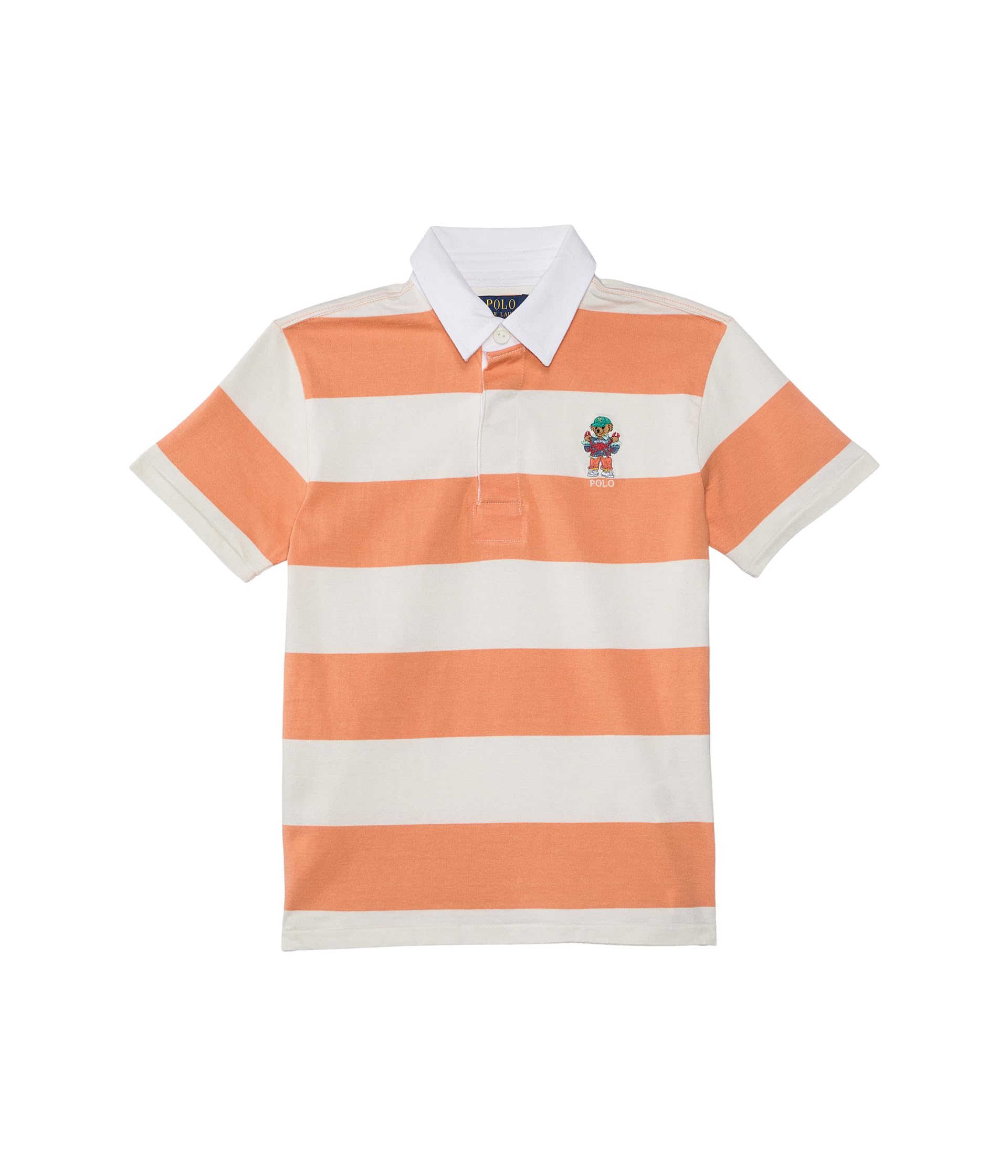

Поло Polo Ralph Lauren Kids Polo Bear Short-Sleeve Rugby Shirt, цвет SP25 Poppy/Deckwash White Bear