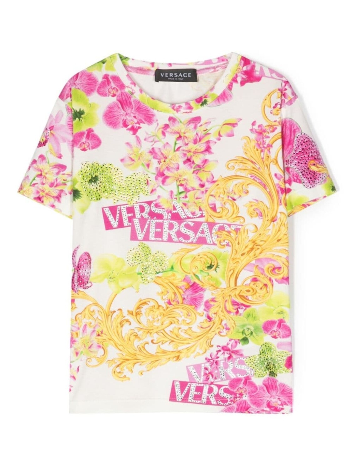 

Versace Kids футболка с кристаллами, белый