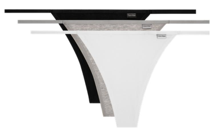 CALVIN KLEIN Трусы-стринги Женские 3 шт, 3 шт, Космический черный+Лунный белый+Мраморный серый — фото 2